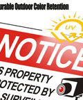 Durable Outdoor Color Retention UV graphic on 2 Pack 10x7 Inch Reflective Aluminum Video Surveillance Sign Keep Intruders Away, Weatherproof And UV Protected, Waterproof Deterrent For Homes And Businesses, 24 Hour Security Reminder, High Visibility Industrial Grade Sign