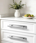 6 Inch Brushed Stainless Cabinet Pulls Self Adhesive No Drill Drawer Handles on white kitchen cabinetry