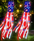 Patriotic 2 Pack 40 Inch American Flag Windsocks With Lights For Fourth Of July Memorial Day Independence Day Decor