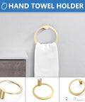 4 Piece Brushed Gold Stainless Steel Bathroom Hardware Set, Wall Mounted, Rust Proof SUS304, towel ring on wall with towel