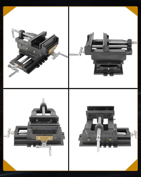 6 Inch Cross Slide Vise For Drill Press And Milling Portable Bench Clamp With 6 Inch Jaw Width, sturdy iron build in multiple views