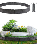Imitation Stone Look Garden Edge Kit, 16 Ft Landscape Border For Flower Beds, Flexible Plastic No Dig Edging surrounds garden
