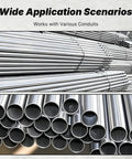 Heavy Duty Conduit Bender Head With Spring Hook Assisted Flex For 3/4 Inch 15Mm Emt Pipe Steel Rigid Metal Tube Electrical Tool Easy Bending Job, various conduit types displayed.