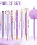 Purple Crystal Diamond Pens Set 8 Metal Pens In Different Styles With Black And Blue Ink For Journaling And Office Use