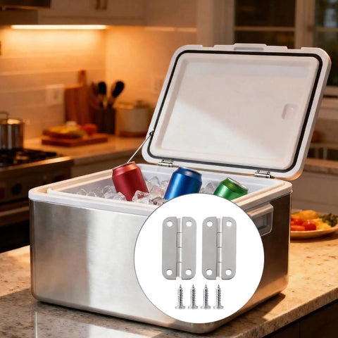 4 Pack Stainless Steel Cooler Hinge Replacement Parts With Screws, Heavy Duty Hinges For Igloo Style Ice Chests, Fits Most 25 To 165 Quart Rectangular Coolers, Durable Upgrade For Quick Fixes.