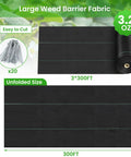 Tough As Nails Weed Barrier Fabric For Gardens And Driveways 3x300ft Geotextile Ground Cover 3.2oz Woven Mat With 20 U Pegs