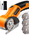 Cordless Electric Scissors With 3 Tungsten Steel Blades, 2500mAh Battery, LED Light, High Torque Motor, 350RPM, accessories shown