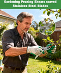 Man using Four Pack Garden Shears Set with Stainless Steel Blades for pruning in garden