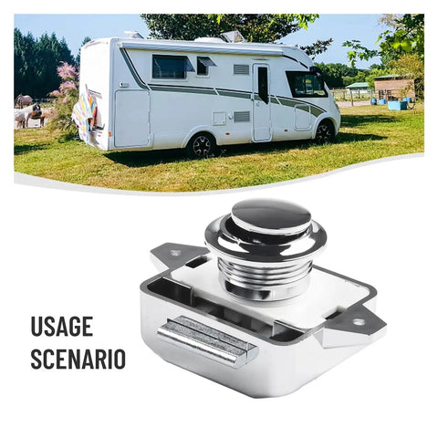 Push Button Latch Kit With 10 Drawer Locks For RVs Boats And Wardrobe Doors Easy Push Release Switches shown with RV