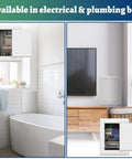 No Drama Peel And Stick Drywall Access Panel 5 x 7 Inch Heavy Duty Plastic Plumbing Hole Cover White in bathroom and living room.
