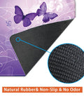 Desk Pad Protector For Office And Home All Day Non Slip Mouse Pad 23.6 By 11.8 Inches Purple Butterfly Desk Mat With Durable Stitched Edges Non Slip Blotter For Smooth Keyboard And Mouse Glide, showing purple butterflies and non-slip backing.