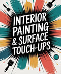 Cover of 'Interior Painting And Surface Touch Ups No Drama DIY Book For Beginners' with vibrant paint splashes.