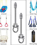 Top Shelf Heavy Duty Swing Hangers Rust Proof 304 Stainless Steel for swing sets, gym gear, and aerial yoga equipment.