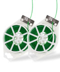 Two Pack 492Ft Garden Twist Ties With Built In Cutter No Fuss, Rustproof Green PVC Coated Plant Ties on white reels