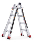 Aluminum 5-in-1 Step Ladder With 18-Foot Reach, Adjustable Multi-Position Frame, Heavy-Duty Extendable Ladder For Home, Garage, Kitchen And Office, Portable Lightweight Workhorse, ANSI Type 1AA, 375 Lb Capacity, Indoor Outdoor, front view
