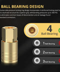 4 ball bearing design of 47 Piece One Quarter Inch NPT Air Coupler And Plug Kit With Brass And Copper Plated Fittings, Quick Connect Set.