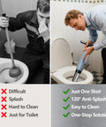 Kick Loose Deep Clogs Fast With This High Pressure Toilet Plunger And Multi Purpose Heavy Duty Bathroom Auger Offering Six Snap On Heads For Clearing Sink And Drain Lines Every Day Grey in use.