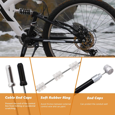 Universal Bicycle Cable And Housing Replacement Kit with end caps, O rings for mountain bike maintenance