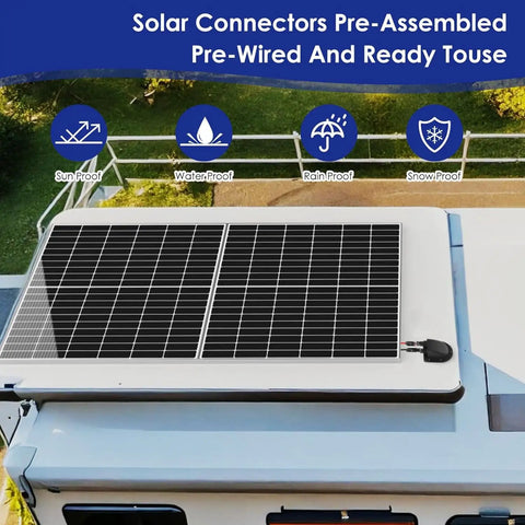 Waterproof Solar Cable Gland Entry Housing And Junction Box For Roof Panels On RVs with solar panel installation visible
