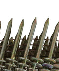 Hella Tough 15 Degree Wire Collated Galvanized Coil Roofing Nails For Asphalt Shingles Siding And Wall Sheathing In Heavy Duty Bulk Box With Seven Thousand Two Hundred Fasteners close-up of nails showing shank and head details.
