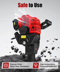 Close-up of 52Cc Gas Jack Hammer With 2.4Hp Two Stroke Engine Plus Two Steel Picks, showcasing cooling features and robust design.
