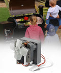 Heavy-Duty 2.0 RPM Auger Motor Replacement For Universal AC Pellet Grills in front of a family barbecuing