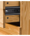 Rugged Heavy Duty Side Mounted Ball Bearing Drawer Slides One Pair Full Extension Triple Fold installed in wooden drawer.