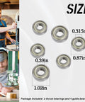 Six Piece Saw Bearings Set For Grizzly G0555 Band Saw With Replacement And Guide Bearings Displaying Sizes