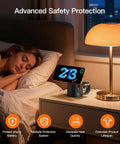Foldable 3 In 1 Wireless Charging Station With MagSafe Stand for iPhone 12-16 AirPods Watch on nightstand with lamp at night