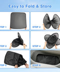 Step-by-step guide showing how to fold Premium Foldable Sunroof Shades For 2024 2025 2026 Chevy Silverado EV.