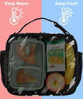 Retro Lightning Bolt Pattern Insulated Lunch Bag For Work School Travel On The Go Carrier With Thermal Insulation And Easy Clean Interior Durable Polyester Keeps Meals Fresh All Day, black lunch bag with handle