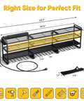 Diagram of 49.5 Inch Wide Power Tool Organizer Wall Mount with Built In Charging Station, Four Tier Drill Holder, 800 LB Load Support