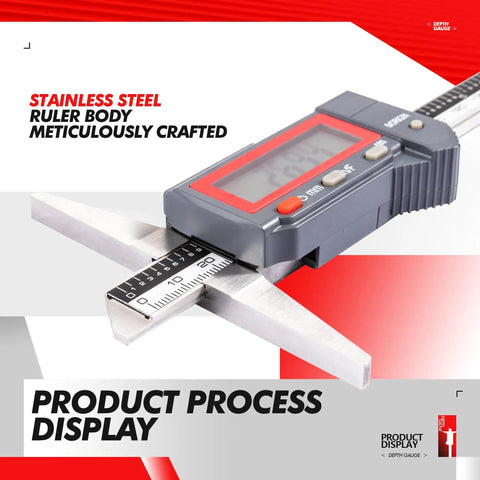 Absolute Digital Depth Caliper 0-150mm 0-6in No Zero Reset Pro Grade Digital Depth Gauge For Machining, 0.02mm Precision And 0.01mm Resolution, Reliable Readings And Repeatable Depth Measurements For Machinists. Stainless steel depth gauge body with digital display