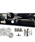No Sweat Heavy Duty Metal Bench Lathe With Muscle Bound High Torque Motor And MT4 Spindle For Clean Precision Turning Plus Wide Open Variable Speed and Bulletproof Thread Cutting For Weekend Workshop Builds with included tools.