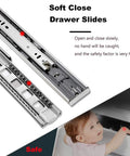 Heavy Duty Soft Close Drawer Slides 800mm Full Extension Three Section Rails For Cabinets shown with child using drawer