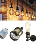 Ceramic E26 E27 Light Socket With 12 Inch Wire Lead, standard medium base screw lamp holder, pack of 10, for various bulb types, displayed with vintage bulbs