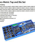 Heavy Duty Tap And Die Set With Wrench For Precision Threading Repairs on Cars And Machinery. Compact Alloy Steel Hand Tools Kit Perfect For DIY Enthusiasts And Pro Mechanics Who Need Durable, Easy Portability For Any Confined Space Job On Site Today. 40pcs metric set with wrench