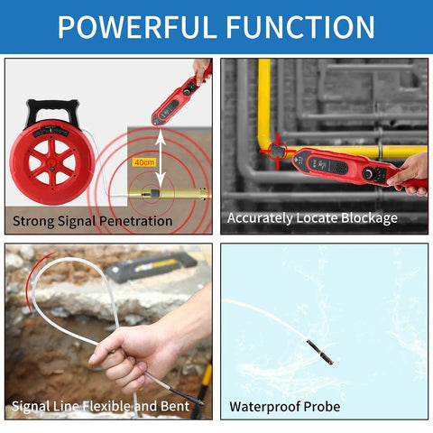 Pipe Blockage Locator Sensor Wall Scanner For Water Pipes And PVC Or Metal Lines With 30 Cm Penetration, demonstrating features