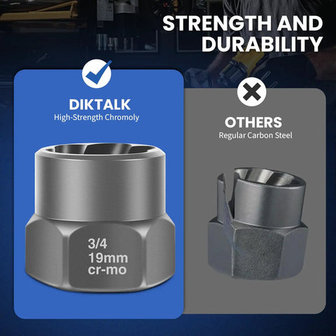 Comparison of high-strength chromoly bolt extractor versus regular carbon steel; focus keyword: 14 Piece Bolt Extractor Kit For Stripped Damaged Rusted And Frozen Nuts And Bolts Three Eighths Inch Drive Socket Set With SAE And Metric Sizes Lug Nut Remover Ready To Tackle Stubborn Fasteners.