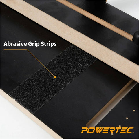 Close-up of Table Saw Taper And Straight Line Jig For Precise Tapering And Straight Line Cutting Pro Grade with abrasive grip strips