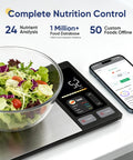 Salad on Digital Kitchen Scale With Nutrient Calculator And Bluetooth App Tracking 24 Nutrients For Meal Prep And Weight Loss Premium Stainless