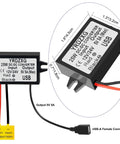 USB Output 5V Buck Converter Module For 12V Or 24V DC Power, Fixed 5V Regulated Supply Up To 5A 25W, compact design with wiring