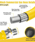 Heavy Duty Beefed Up Three Quarter Inch Gas Line Hose Kit With Safety System For Commercial Kitchens details