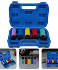 Premium Healeved Wheel Repair Impact Socket Set With Rim Protect Sleeves, 5pcs Thin Wall Lug Nut Tool Kit For Car Wheels And Tire Maintenance in blue case