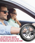 Couple driving with 20 Pack 19 Millimeter Wheel Nut Covers With Removal Tool For Lug Bolts Silver shown on wheel
