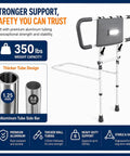 Foldable Bed Rail For Seniors Safety With Motion Sensor Light And Storage Bag, Adjustable Bedside Handle, 350 Lbs Capacity
