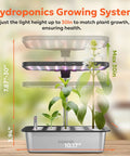 Indoor Hydroponics Growing System Kit With 15 Pods, 36W Full Spectrum LED Grow Light, App Control, plant height 30 inches