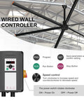 Wired wall controller for Straight Up Heavy Duty 14 Foot Commercial HVLS Industrial Ceiling Fan with speed control options.