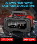 Beefy All In One 7 Stage Car Battery Maintainer And Trickle Charger For 12V And 24V Systems shown on a workbench