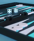 Polymaker Panchroma Matte PLA filament, charcoal black, 1.75mm, 1kg spool, shown beside a game board with dice